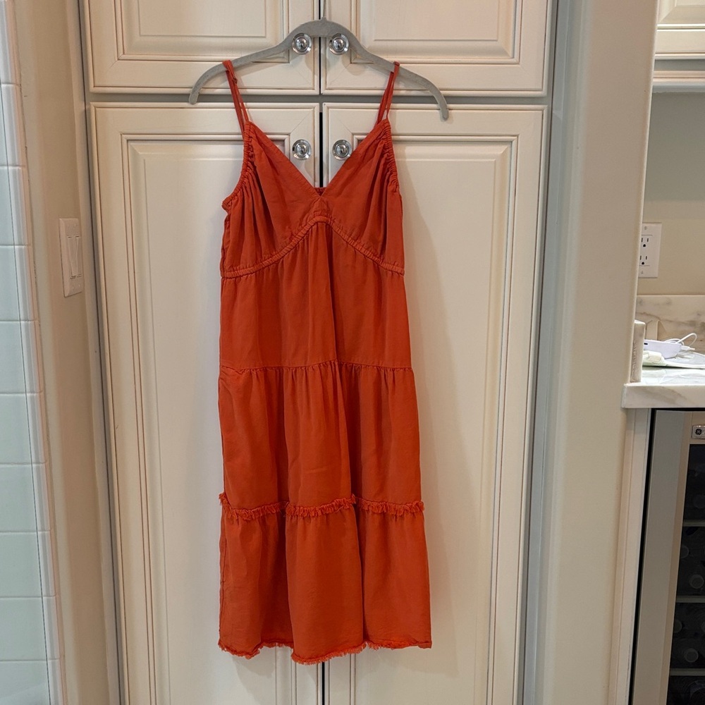 Kut from the Kloth Women's Orange Tiered Spaghetti-Strap midi Dress